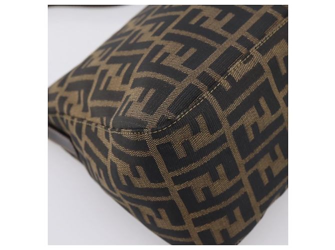 Borsa a tracolla FENDI Zucca Canvas Mamma Baguette Marrone Nero Auth LN210V - vista 18
