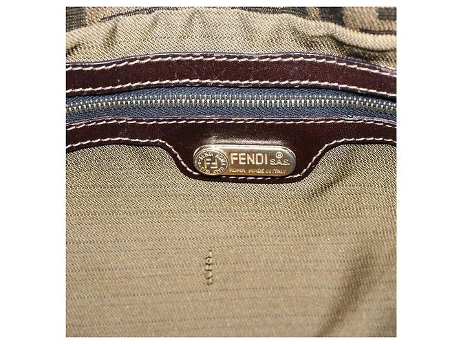 Borsa a tracolla FENDI Zucca Canvas Mamma Baguette Marrone Nero Auth LN210V - vista 23