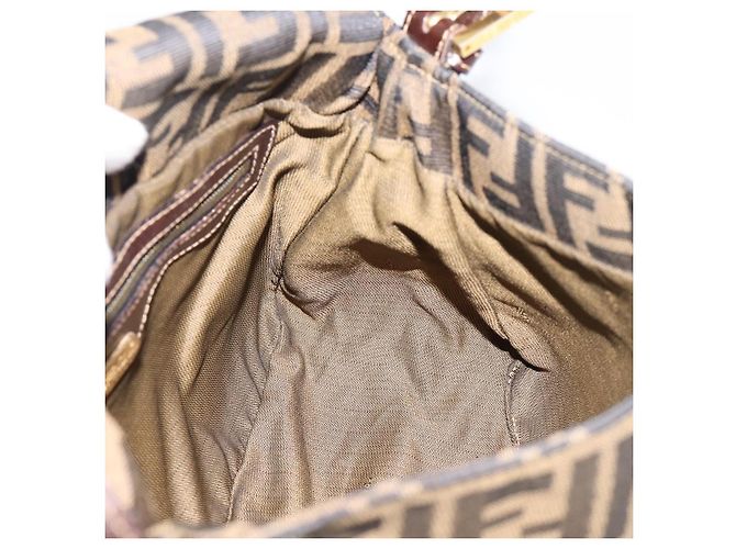 Borsa a tracolla FENDI Zucca Canvas Mamma Baguette Marrone Nero Auth LN210V - vista 24