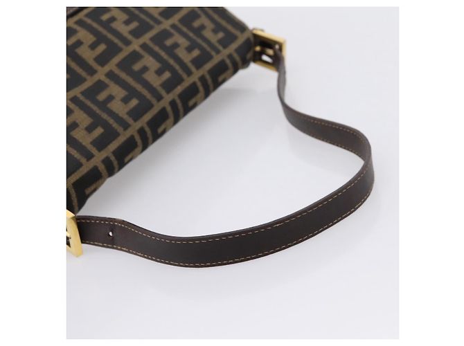 Borsa a tracolla FENDI Zucca Canvas Mamma Baguette Marrone Nero Auth LN210V - vista 7