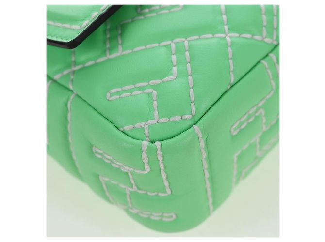FENDI Zucca Canvas Mamma Baguette Bag Leather 2way Green Silver Auth yk20894SAM Tasche Silber Grün - Ansicht 16