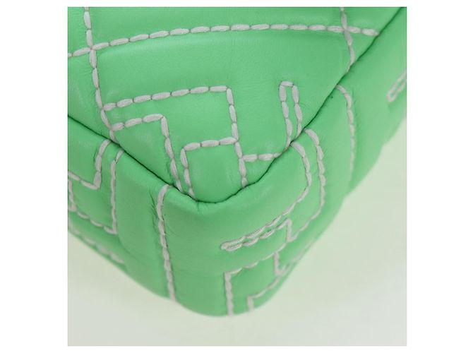 FENDI Zucca Canvas Mamma Baguette Bag Leather 2way Green Silver Auth yk20894SAM Tasche Silber Grün - Ansicht 17