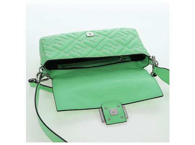 FENDI Zucca Canvas Mamma Baguette Bag Leather 2way Green Silver Auth yk20894SAM Tasche Silber Grün - Ansicht 21