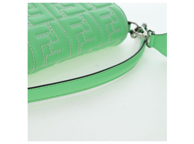 FENDI Zucca Canvas Mamma Baguette Bag Leather 2way Green Silver Auth yk20894SAM Tasche Silber Grün - Ansicht 7