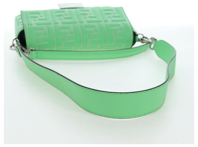 FENDI Zucca Canvas Mamma Baguette Bag Leather 2way Green Silver Auth yk20894SAM Tasche Silber Grün - Ansicht 8