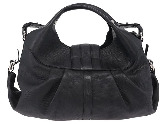 Bulgari BVLGARI Chandra Handtasche Leder 2way Schwarz Silber Authentisch 204605V - Ansicht 2