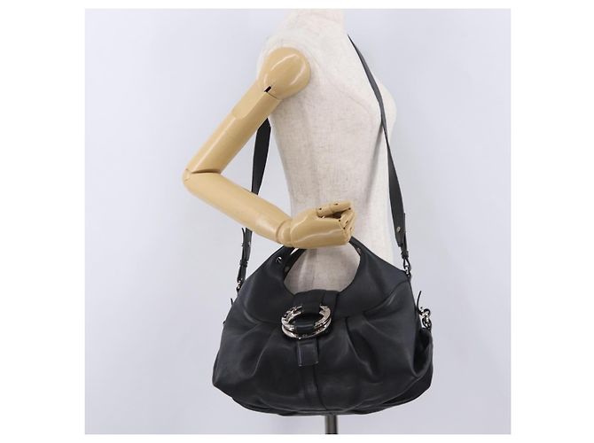 Bulgari BVLGARI Chandra Handtasche Leder 2way Schwarz Silber Authentisch 204605V - Ansicht 26