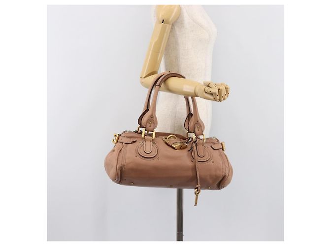 Chloé Borsa a mano Chloe Paddington in pelle beige oro argento Auth BA15798V D'oro - vista 27