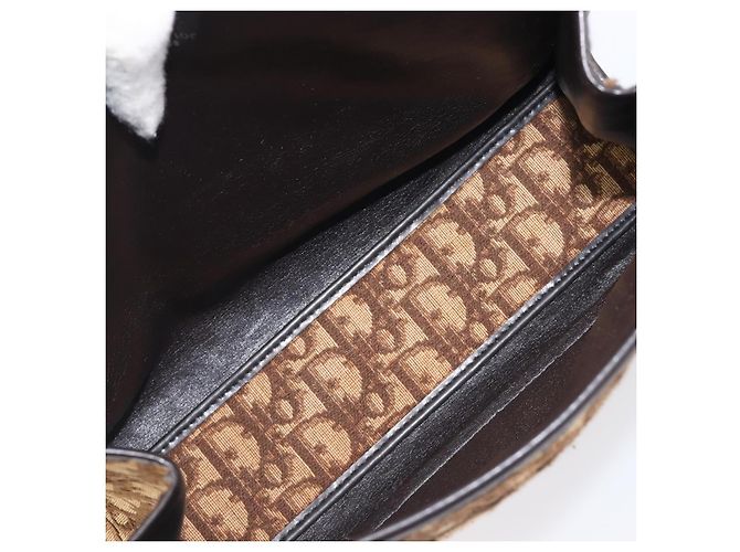 Borsa a tracolla Christian Dior Trotter Canvas Marrone Tono Oro Auth gh2408 - vista 12