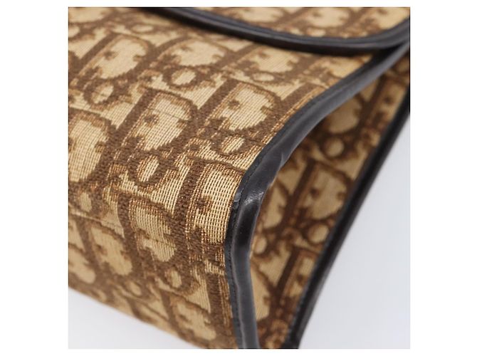 Borsa a tracolla Christian Dior Trotter Canvas Marrone Tono Oro Auth gh2408 - vista 16