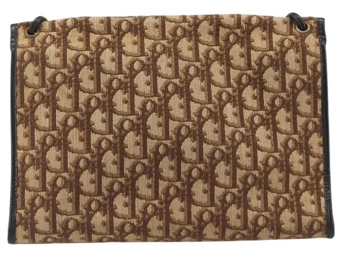Borsa a tracolla Christian Dior Trotter Canvas Marrone Tono Oro Auth gh2408 - vista 2
