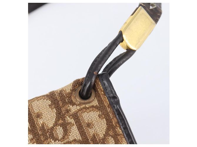 Borsa a tracolla Christian Dior Trotter Canvas Marrone Tono Oro Auth gh2408 - vista 20