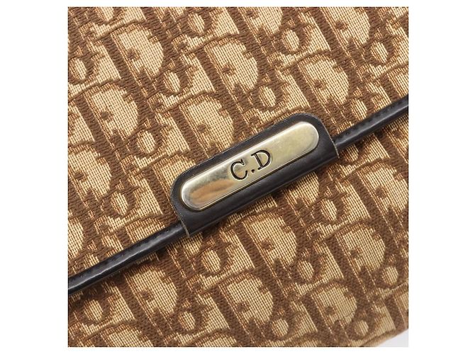 Borsa a tracolla Christian Dior Trotter Canvas Marrone Tono Oro Auth gh2408 - vista 21