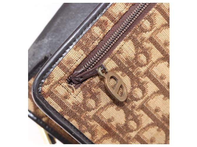 Borsa a tracolla Christian Dior Trotter Canvas Marrone Tono Oro Auth gh2408 - vista 25
