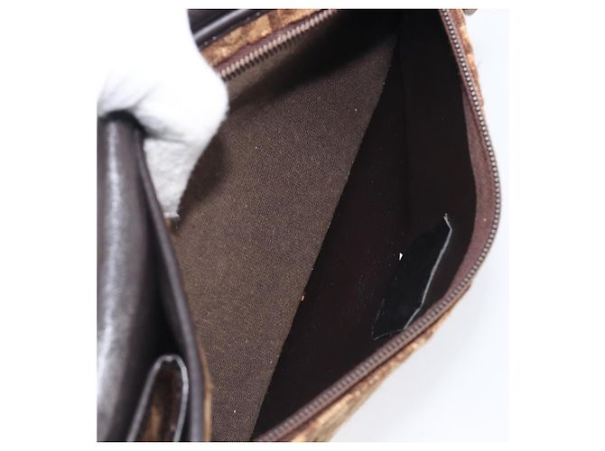 Borsa a tracolla Christian Dior Trotter Canvas Marrone Tono Oro Auth gh2408 - vista 26