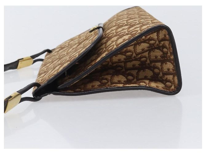 Borsa a tracolla Christian Dior Trotter Canvas Marrone Tono Oro Auth gh2408 - vista 4