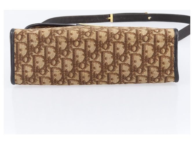 Borsa a tracolla Christian Dior Trotter Canvas Marrone Tono Oro Auth gh2408 - vista 5