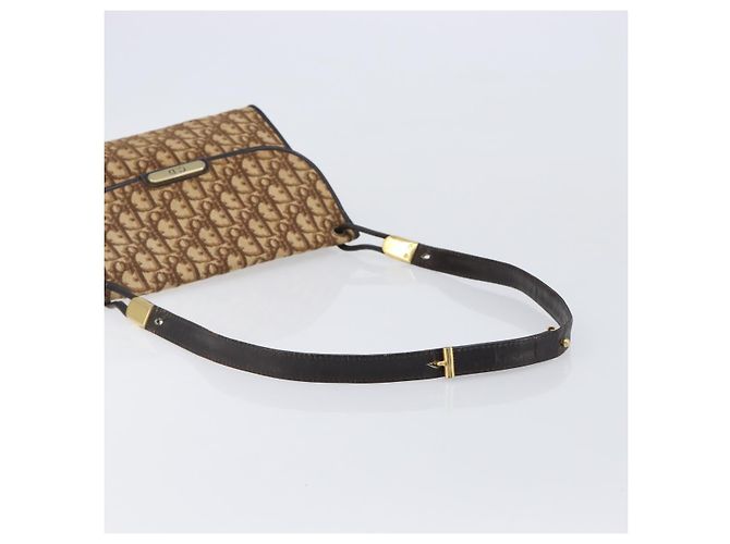 Borsa a tracolla Christian Dior Trotter Canvas Marrone Tono Oro Auth gh2408 - vista 7
