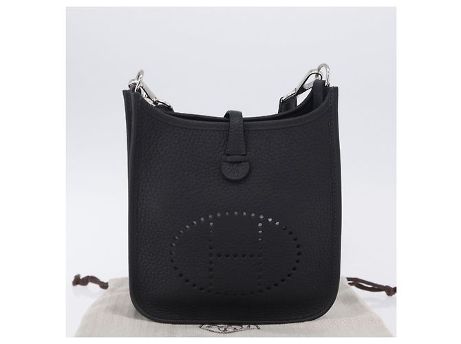 Hermès Borsa HERMES Evelyn TPM Amazon in pelle Taurillon Clemence Nera Auth 203131SM Nero Argento - vista 12