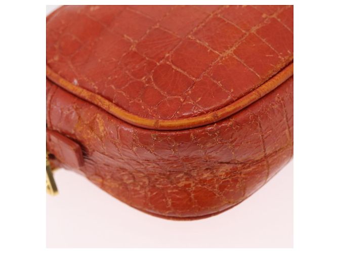 Borsa a tracolla Miu Miu in pelle effetto coccodrillo Orange Gold Auth ka6376 - vista 10