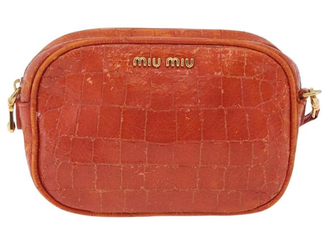 Borsa a tracolla Miu Miu in pelle effetto coccodrillo Orange Gold Auth ka6376 - vista 13