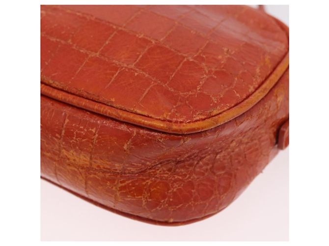 Borsa a tracolla Miu Miu in pelle effetto coccodrillo Orange Gold Auth ka6376 - vista 16