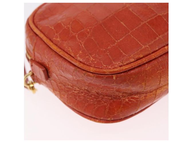 Borsa a tracolla Miu Miu in pelle effetto coccodrillo Orange Gold Auth ka6376 - vista 17