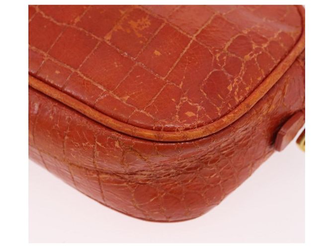 Borsa a tracolla Miu Miu in pelle effetto coccodrillo Orange Gold Auth ka6376 - vista 18