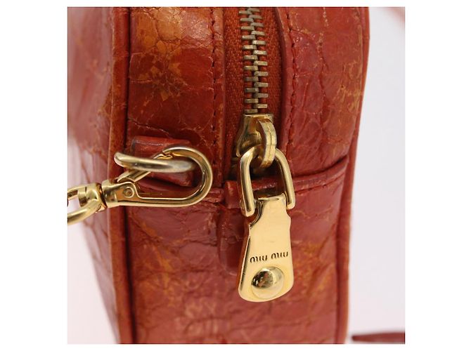 Borsa a tracolla Miu Miu in pelle effetto coccodrillo Orange Gold Auth ka6376 - vista 19