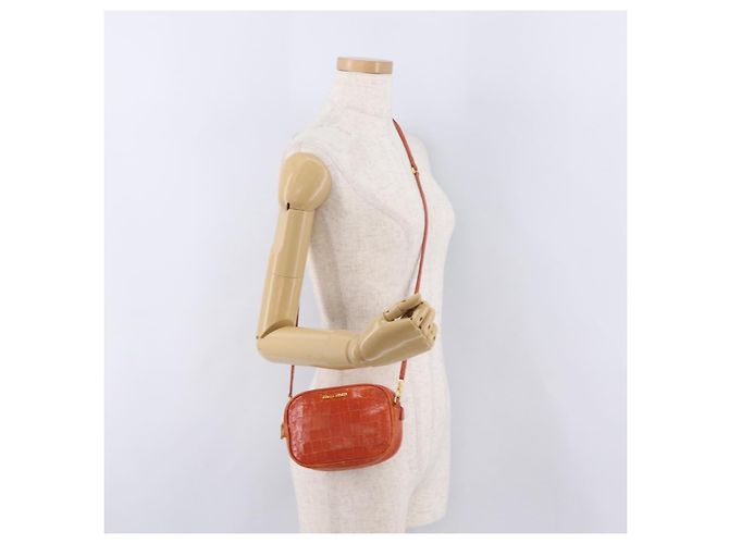 Borsa a tracolla Miu Miu in pelle effetto coccodrillo Orange Gold Auth ka6376 - vista 24