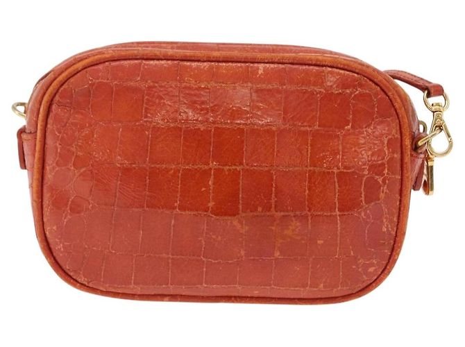 Borsa a tracolla Miu Miu in pelle effetto coccodrillo Orange Gold Auth ka6376 - vista 3
