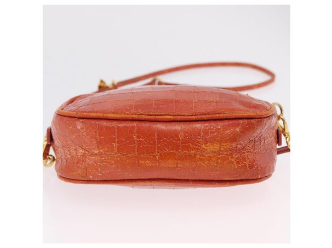 Borsa a tracolla Miu Miu in pelle effetto coccodrillo Orange Gold Auth ka6376 - vista 6
