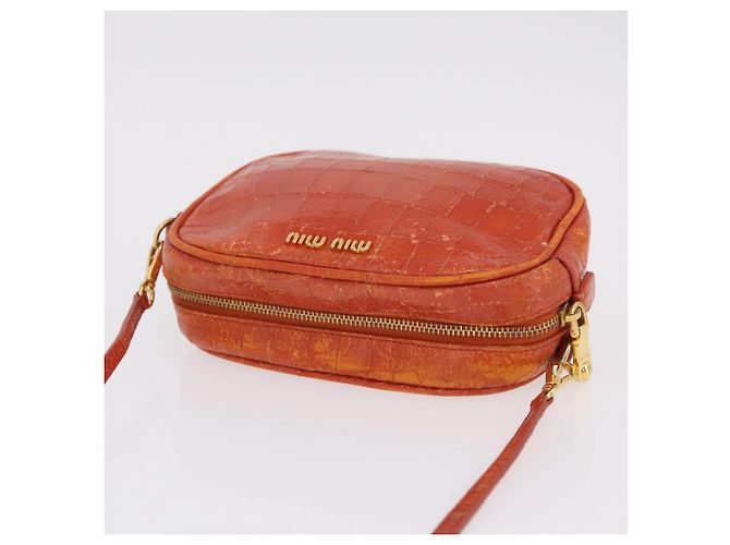 Borsa a tracolla Miu Miu in pelle effetto coccodrillo Orange Gold Auth ka6376 - vista 7