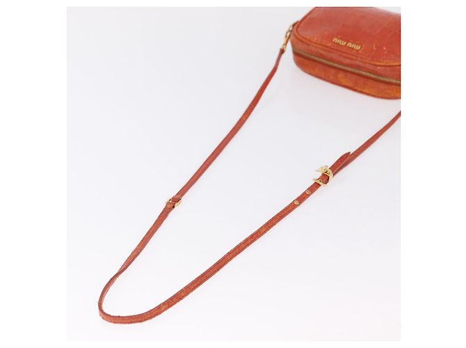 Borsa a tracolla Miu Miu in pelle effetto coccodrillo Orange Gold Auth ka6376 - vista 8