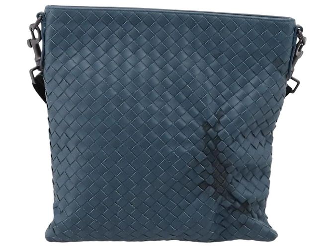 Borsa a tracolla BOTTEGA VENETA INTRECCIATO in pelle blu Auth ep16114V - vista 13