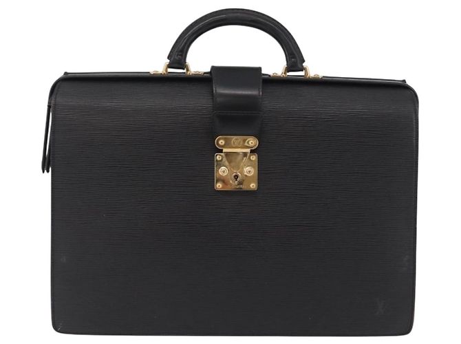 LOUIS VUITTON Epi Serviette Fermoir Business Bag Black M54352 LV Auth BA15512 - view 13