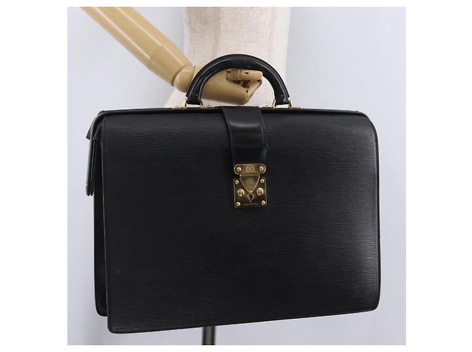 LOUIS VUITTON Epi Serviette Fermoir Business Bag Black M54352 LV Auth BA15512 - view 29
