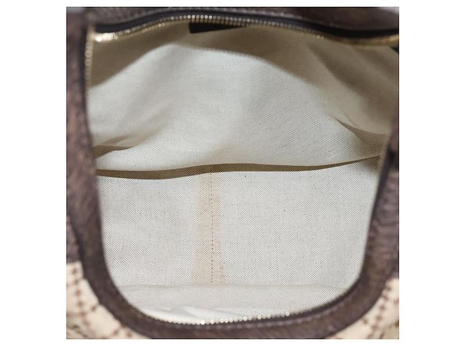 Borsa a tracolla GUCCI Diamante Horsebit Canvas Beige Tono Oro Auth mr2925V - vista 11