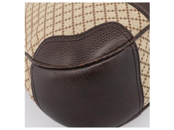 Borsa a tracolla GUCCI Diamante Horsebit Canvas Beige Tono Oro Auth mr2925V - vista 14
