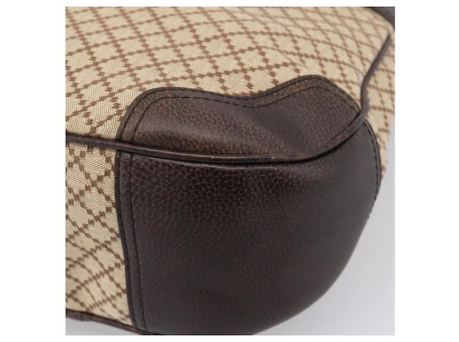 Borsa a tracolla GUCCI Diamante Horsebit Canvas Beige Tono Oro Auth mr2925V - vista 15