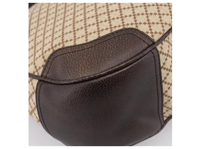 Borsa a tracolla GUCCI Diamante Horsebit Canvas Beige Tono Oro Auth mr2925V - vista 16