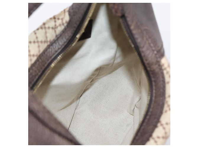Borsa a tracolla GUCCI Diamante Horsebit Canvas Beige Tono Oro Auth mr2925V - vista 18
