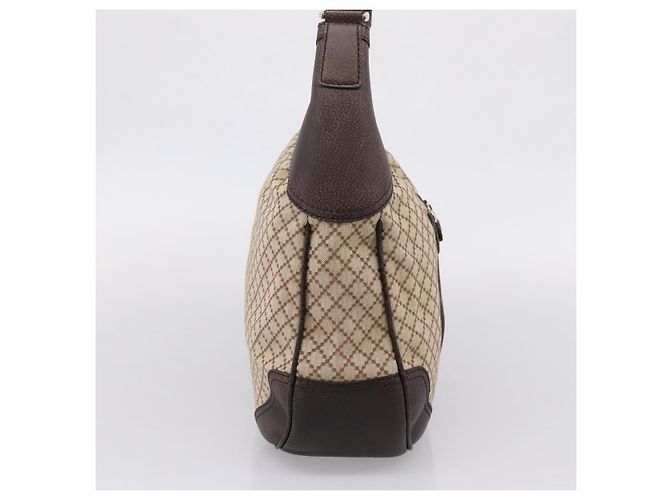 Borsa a tracolla GUCCI Diamante Horsebit Canvas Beige Tono Oro Auth mr2925V - vista 3