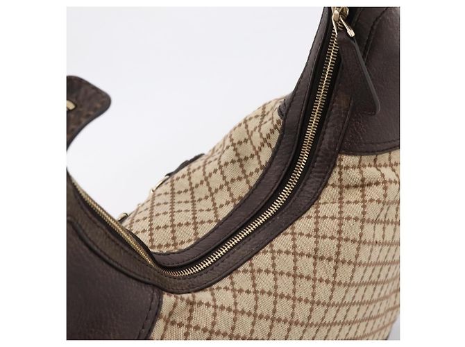 Borsa a tracolla GUCCI Diamante Horsebit Canvas Beige Tono Oro Auth mr2925V - vista 6