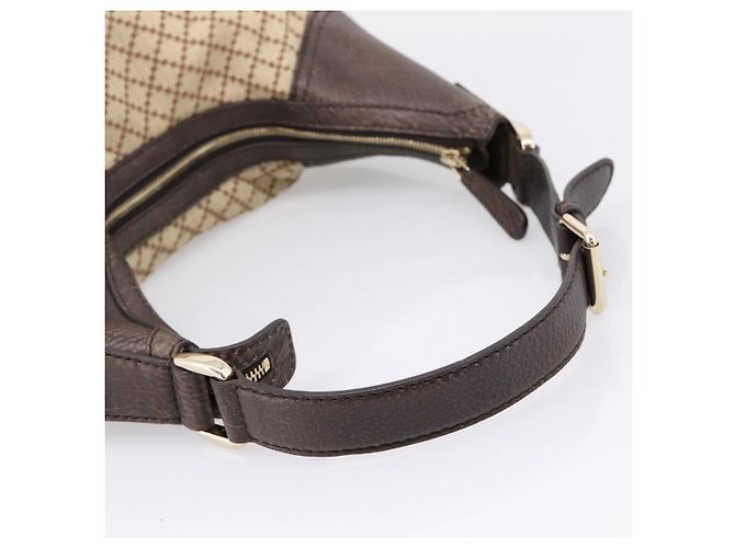 Borsa a tracolla GUCCI Diamante Horsebit Canvas Beige Tono Oro Auth mr2925V - vista 7