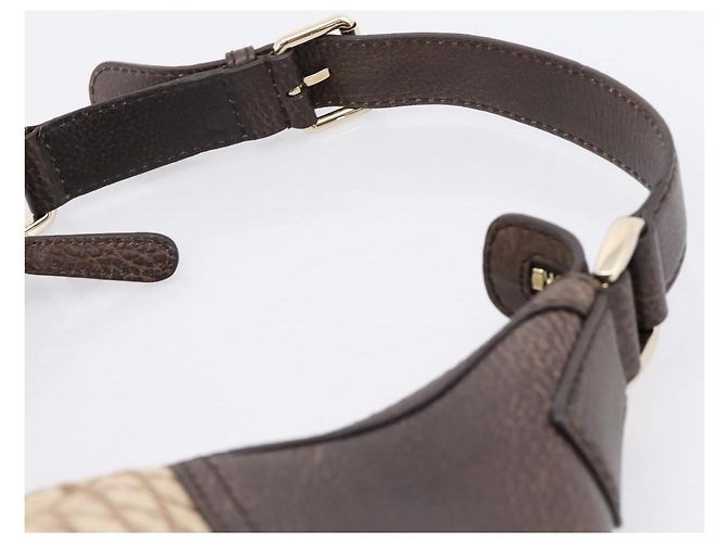 Borsa a tracolla GUCCI Diamante Horsebit Canvas Beige Tono Oro Auth mr2925V - vista 8