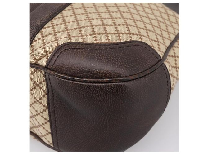 Borsa a tracolla GUCCI Diamante Horsebit Canvas Beige Tono Oro Auth mr2925V - vista 9