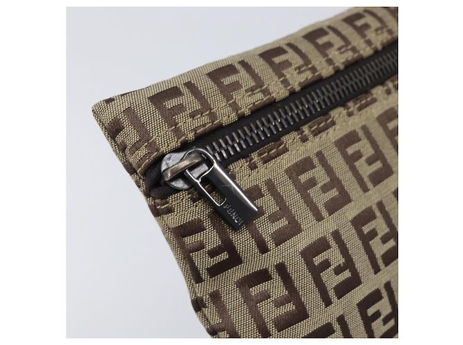 Pouch FENDI Zucchino Canvas Beige Auth kk712A - vista 8