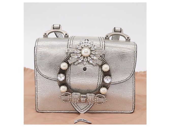 Miu Miu Schultertasche Leder Silber Authentisch 206274M - Ansicht 12