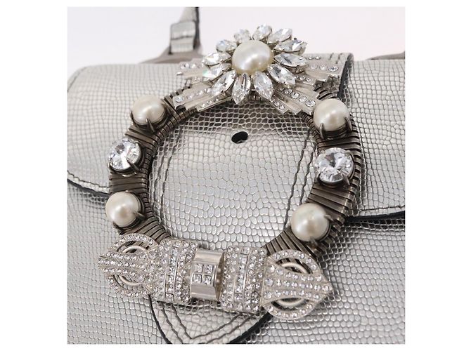 Miu Miu Schultertasche Leder Silber Authentisch 206274M - Ansicht 21